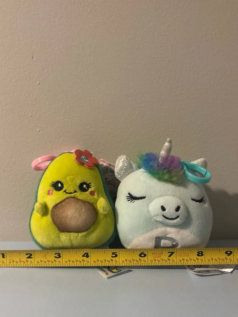 Squishmallows Mint Green Unicorn & Bright Green Avocado Plush Keychain Duo